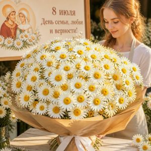 Букет с ромашками на День семьи в Энгельсе
