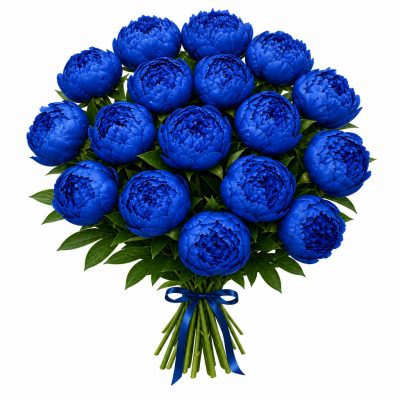 15 синих пионов, доставка