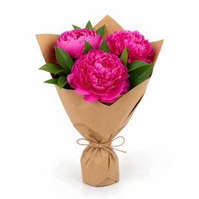 3 малиновых пиона, доставка