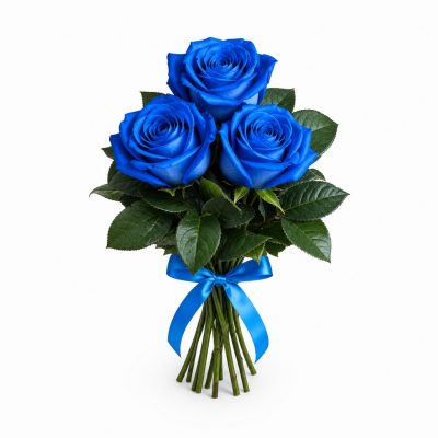 3 роз синяя Голландия, букет, доставка