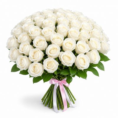 39 роз белая Кения, 50 см, букет, доставка