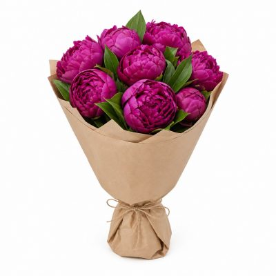 7 фиолетовых пионов, доставка
