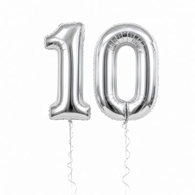 Шар-цифра 10 серебряный, доставка